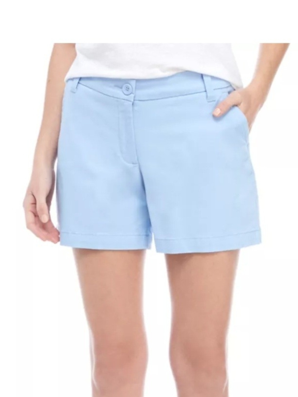 Crown & Ivy Caroline Shorts Womens 12P petite Blue solid Preppy Beach